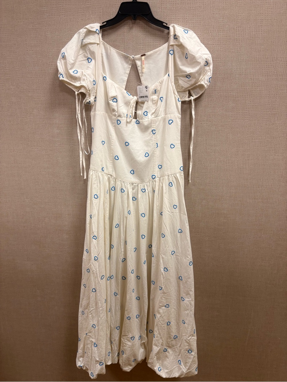 Free People Cream Maxi Dress with Blue Heart Print - Picture 2 of 7